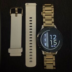 Garmin Venu 3S GPS (41mm) Soft Gold and Ivory Smartwatch with Dual Bands